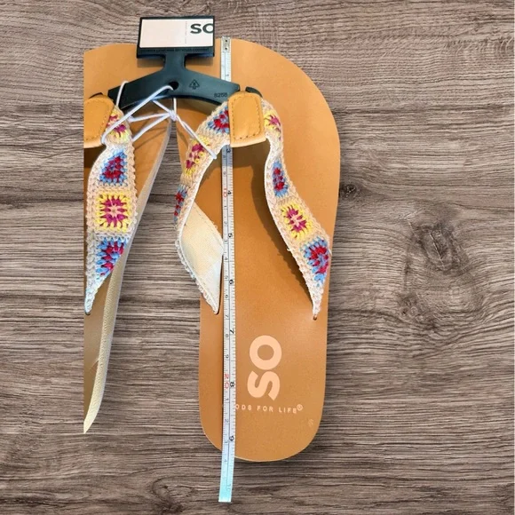SO Goods for Life Colorful Crocheted Woven Strap Flip Flop Sandals Sz Women’s 6 - Picture 4 of 4